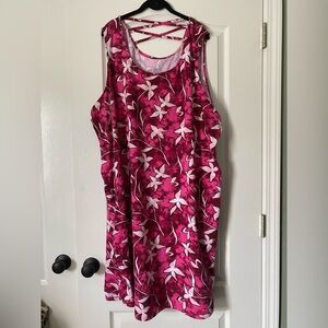Denim and Co. Floral Pink Sleeveless Dress Size 5X